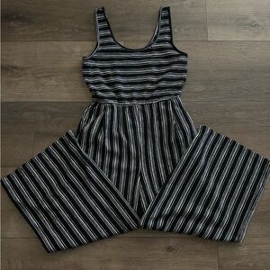 Xhilaration Black and White Striped Jumpsuit with Wide Legs